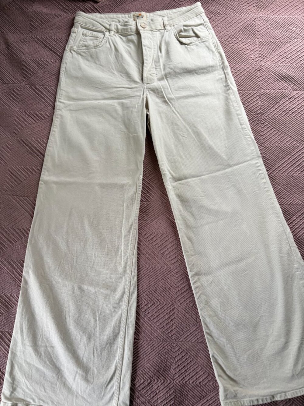 Marine Layer Charlie Wide Leg Pant High Rise Cream Ivory Size 14